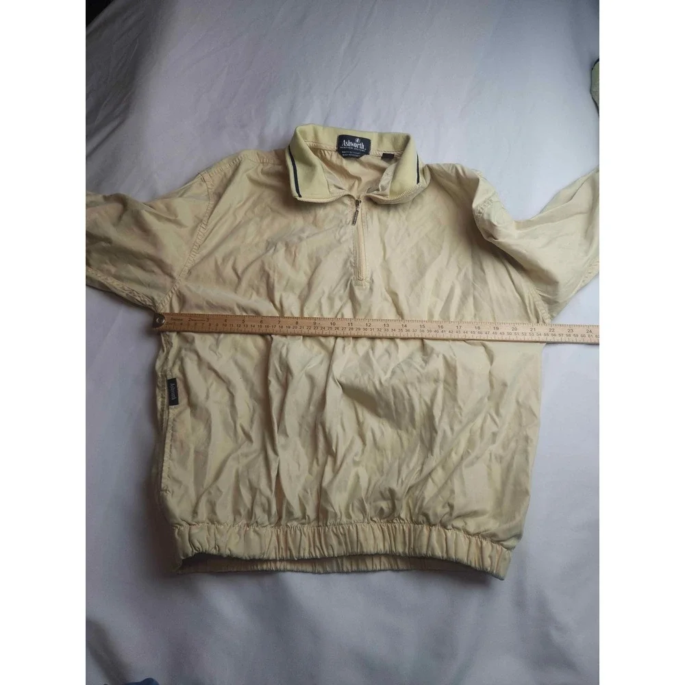 Ashworth Weather Systems Mens Medium Quarter Zip Windbreaker Golf Jacket Cream